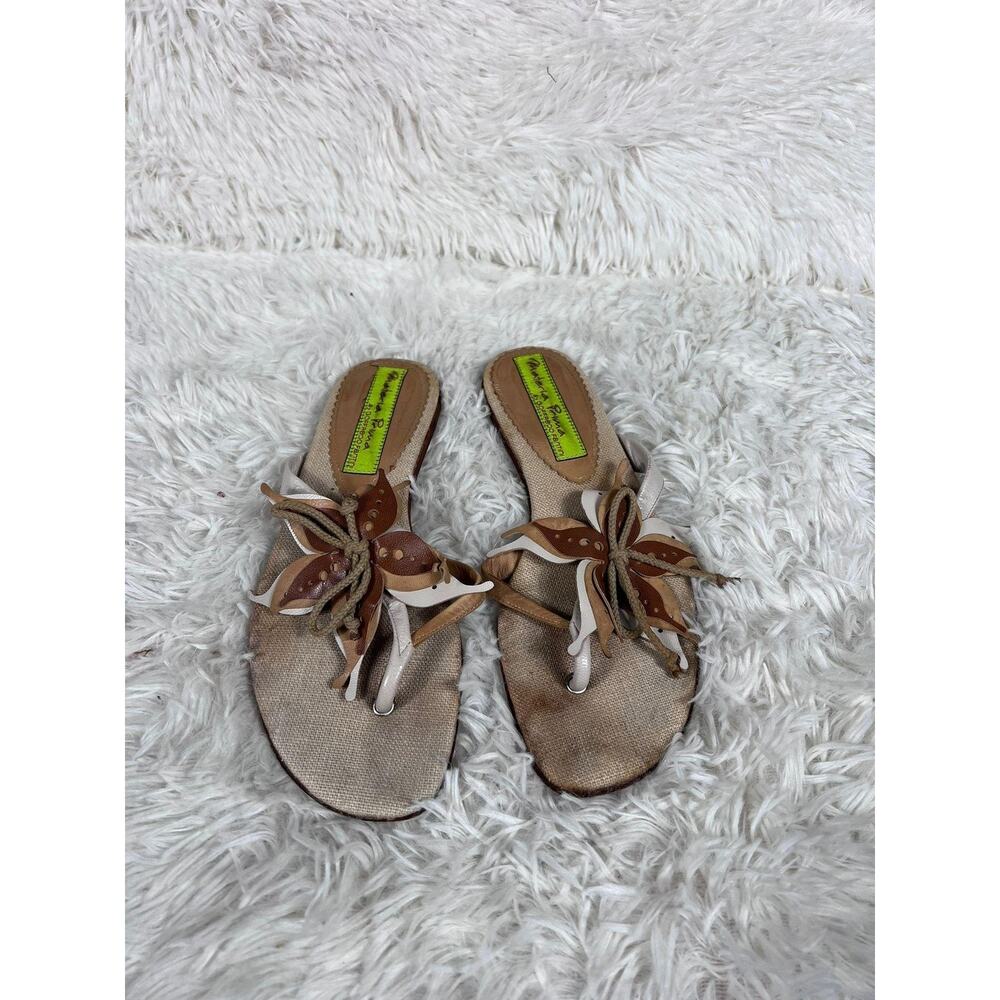 Materia Prima by Goffredo Fantini Shoes Womens Size 37 Leather Flower Italy Sand
